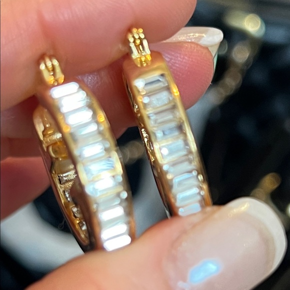 Gold and Silver Crystal Hoop Earrings - Picture 7 of 15